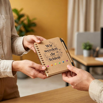 Abschiedsgeschenk Notizbuch "Wir werden dir fehlen" mit Stift