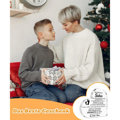 Acryl Herz Deko – Fußspur Geschenk für Sohn mit Botschaft