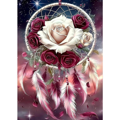 Diamantmalerei Rosen Traumfänger Set für Erwachsene 30x40cm