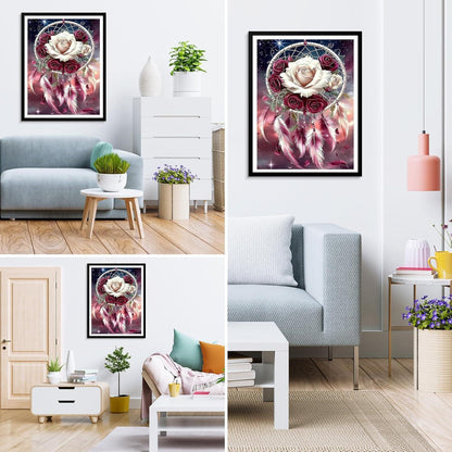 Diamantmalerei Rosen Traumfänger Set für Erwachsene 30x40cm