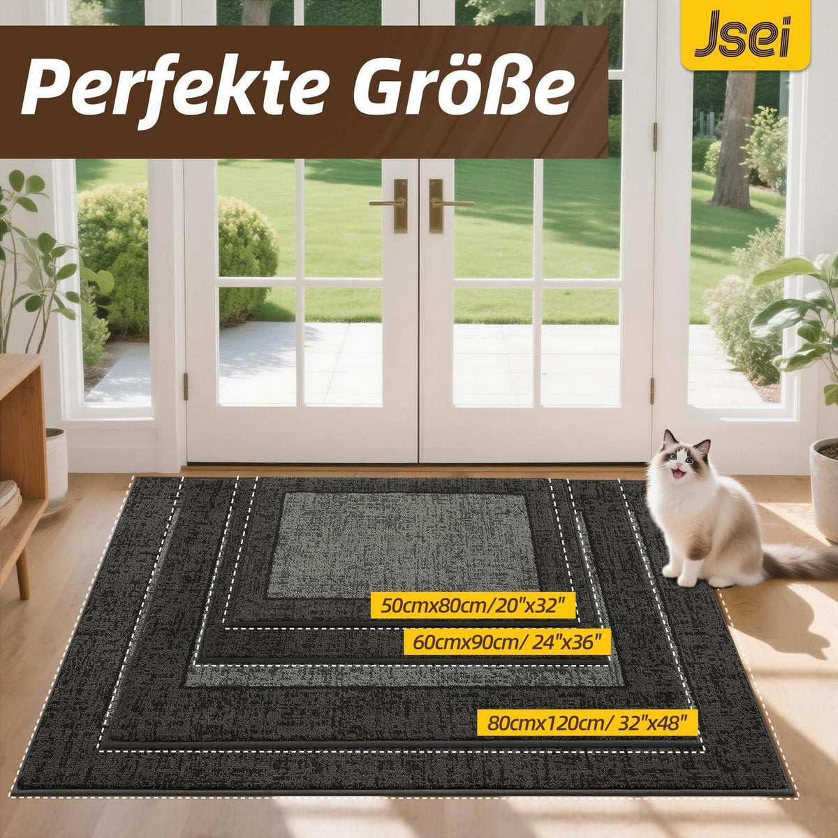 Waschbare Türmatte Grau – Rutschfest & Saugfähig 50x80cm
