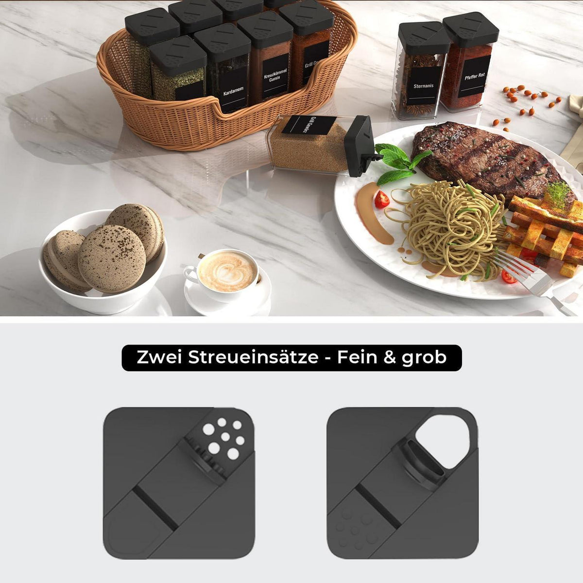 Gewürzgläser Eckig 24er Set 120ml mit Streudeckel & Etiketten