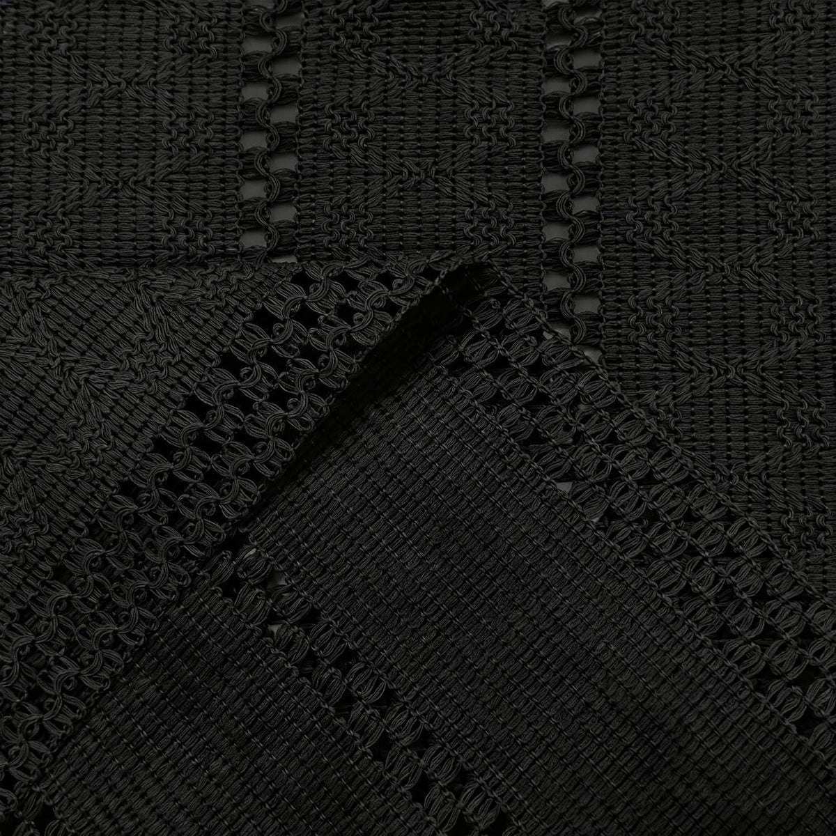 Tischläufer Baumwolle Leinen 30x140cm Schwarz Boho Rustikal
