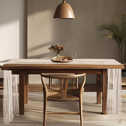 Tischläufer Tüll mit Perlen 75x300cm Beige – Romantische Tischdeko