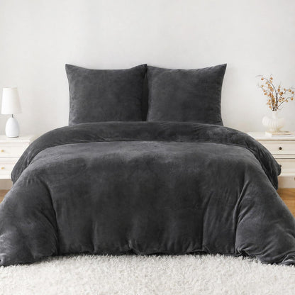 Winter Flanell Bettwäsche Set 220x240cm Schwarz