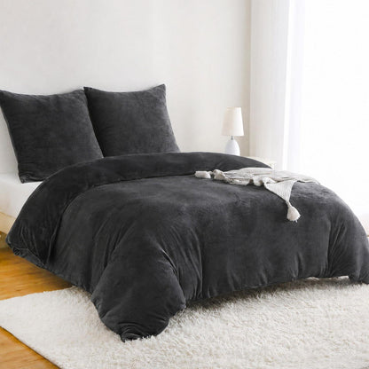 Winter Flanell Bettwäsche Set 220x240cm Schwarz