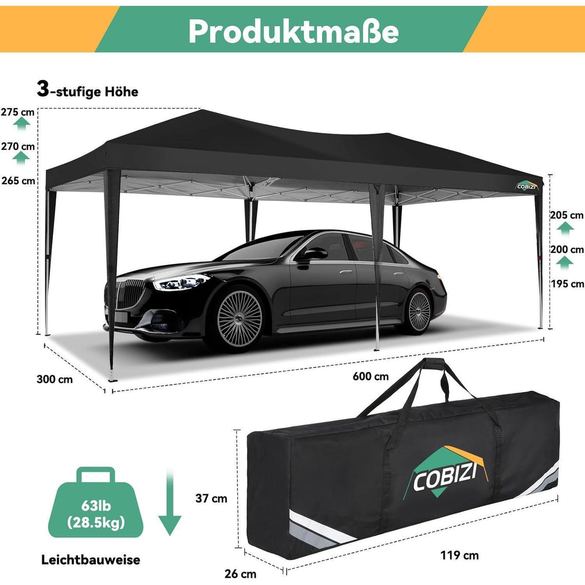 Faltpavillon 3x6 Wasserdicht mit 6 Seitenwänden – Partyzelt & Festzelt