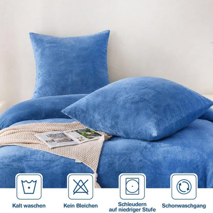 Winter Flanell Bettwäsche Set 220x240cm Marineblau