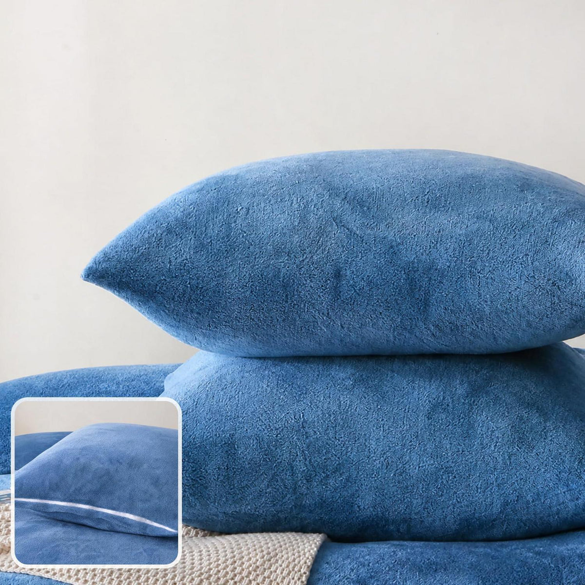 Winter Flanell Bettwäsche Set 220x240cm Marineblau
