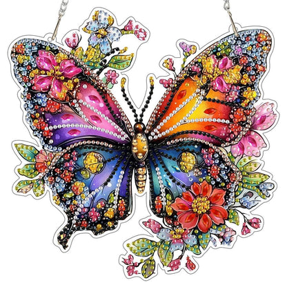 Diamant Painting Anhänger mit Kette – Bunter Schmetterling DIY Set