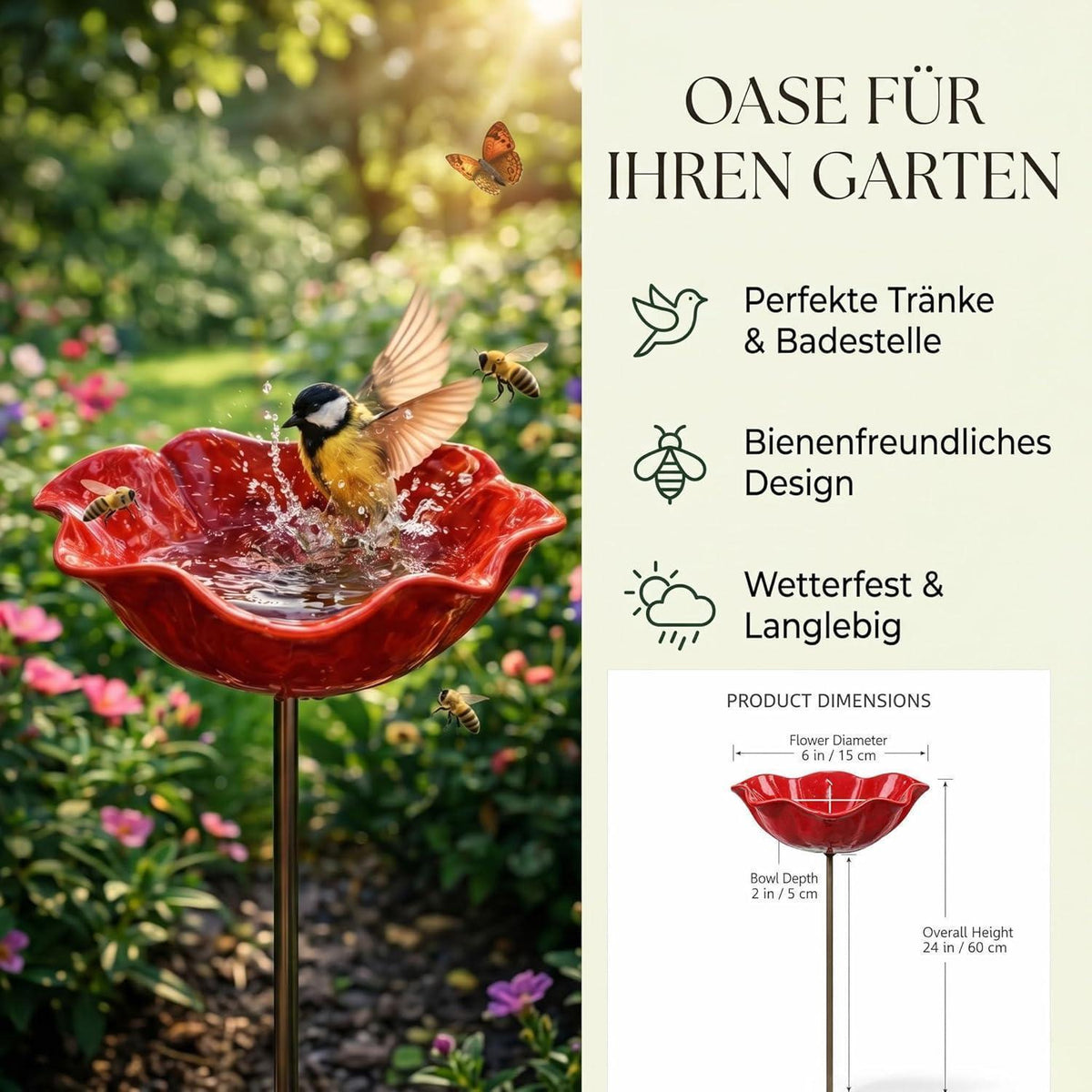 Vogeltränke Sonnenblume | Futterstation für Garten & Balkon