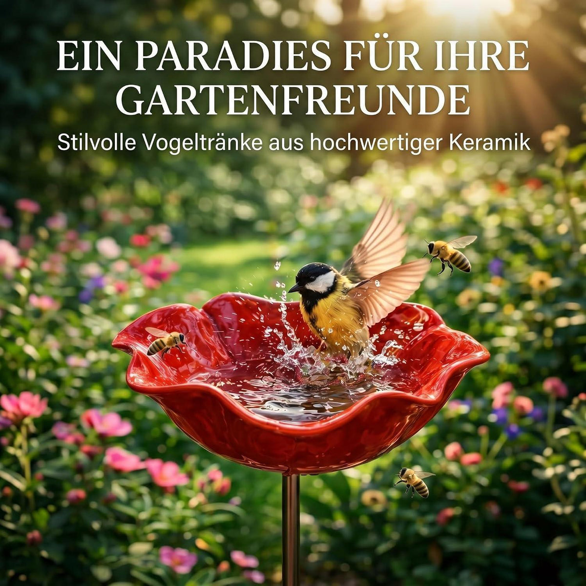 Vogeltränke Sonnenblume | Futterstation für Garten & Balkon