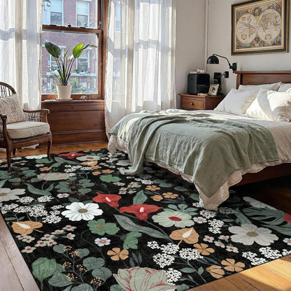 Schwarzer Boho Teppich 200x300 cm | Waschbar & Rutschfest