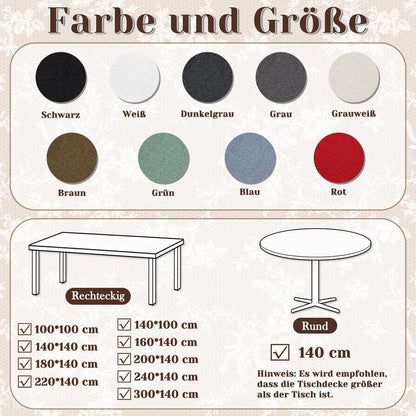 Abwaschbare Leinenoptik Tischdecke Grau 140x240 cm
