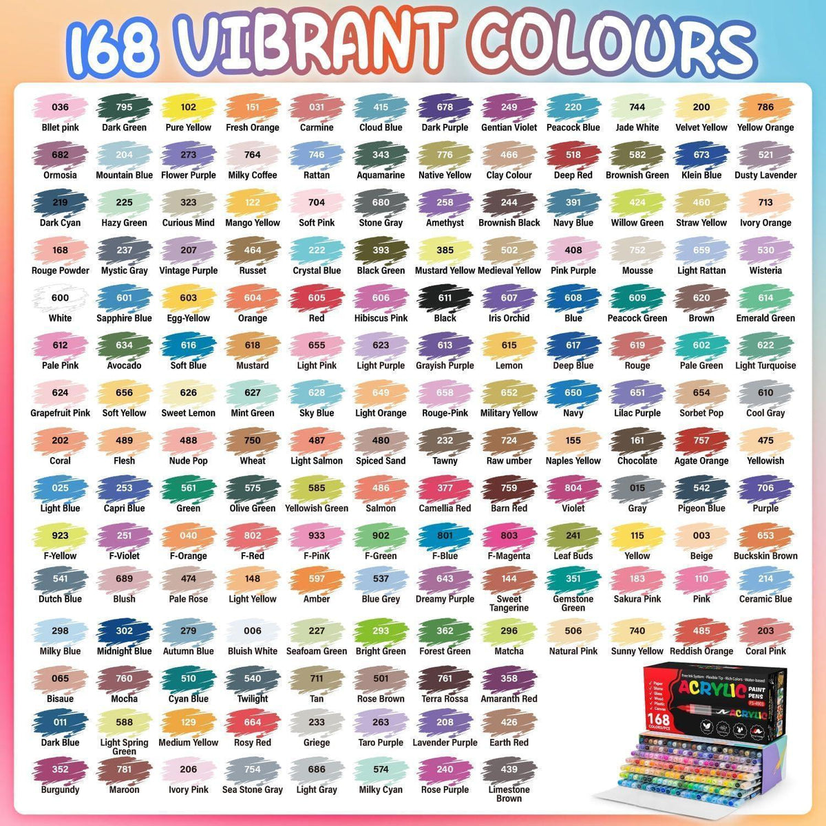 Acrylmarker Set 168 Farben – Vielseitig für Basteln & Malen