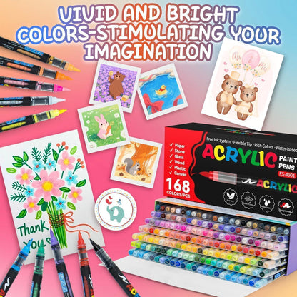 Acrylmarker Set 168 Farben – Vielseitig für Basteln & Malen