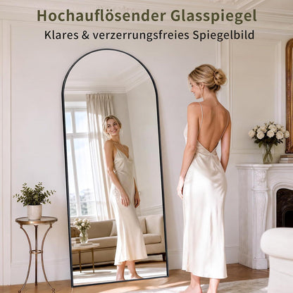 Ganzkörperspiegel Gewölbt 165x70cm – Stand- & Wandspiegel Schwarz