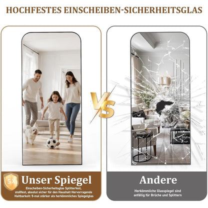 Ganzkörperspiegel 165x60cm Standspiegel mit Aluminiumrahmen Schwarz