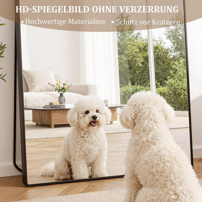 Ganzkörperspiegel 165x70cm Standspiegel mit Aluminiumrahmen Schwarz