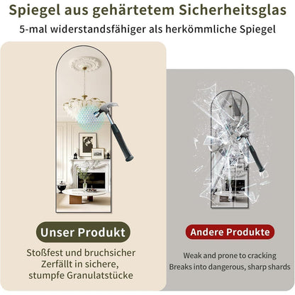 Ganzkörperspiegel Gewölbt 162x53cm – Stand- & Wandspiegel Schwarz