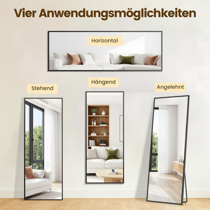 Ganzkörperspiegel 163x53cm – Stand- & Wandspiegel mit Aluminiumrahmen