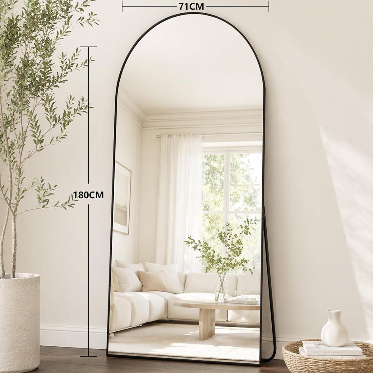 Gewölbter Standspiegel 180x71cm – Modern & Robust mit Ständer