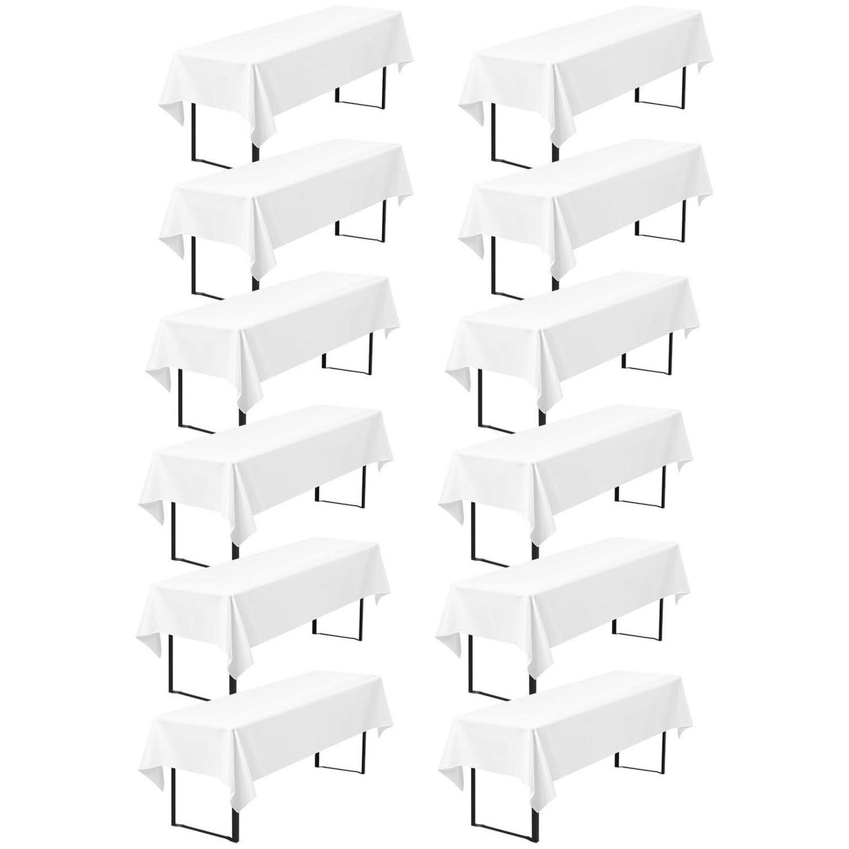 12x Biertischdecke Weiß 260x110 cm – Premium Qualität