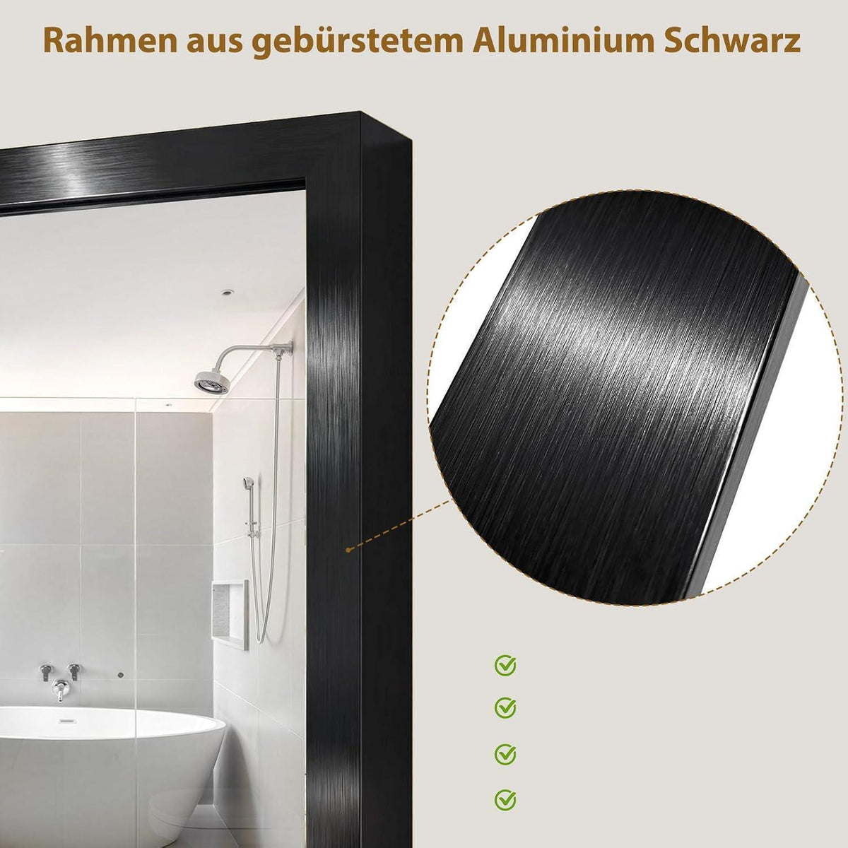 Großer Wandspiegel 152x90cm – Rostfrei & Sicherheitsglas