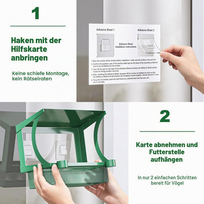 2-in-1 Vogelfutterhaus Fenster & Hängend | Wetterfest & Ohne Bohren