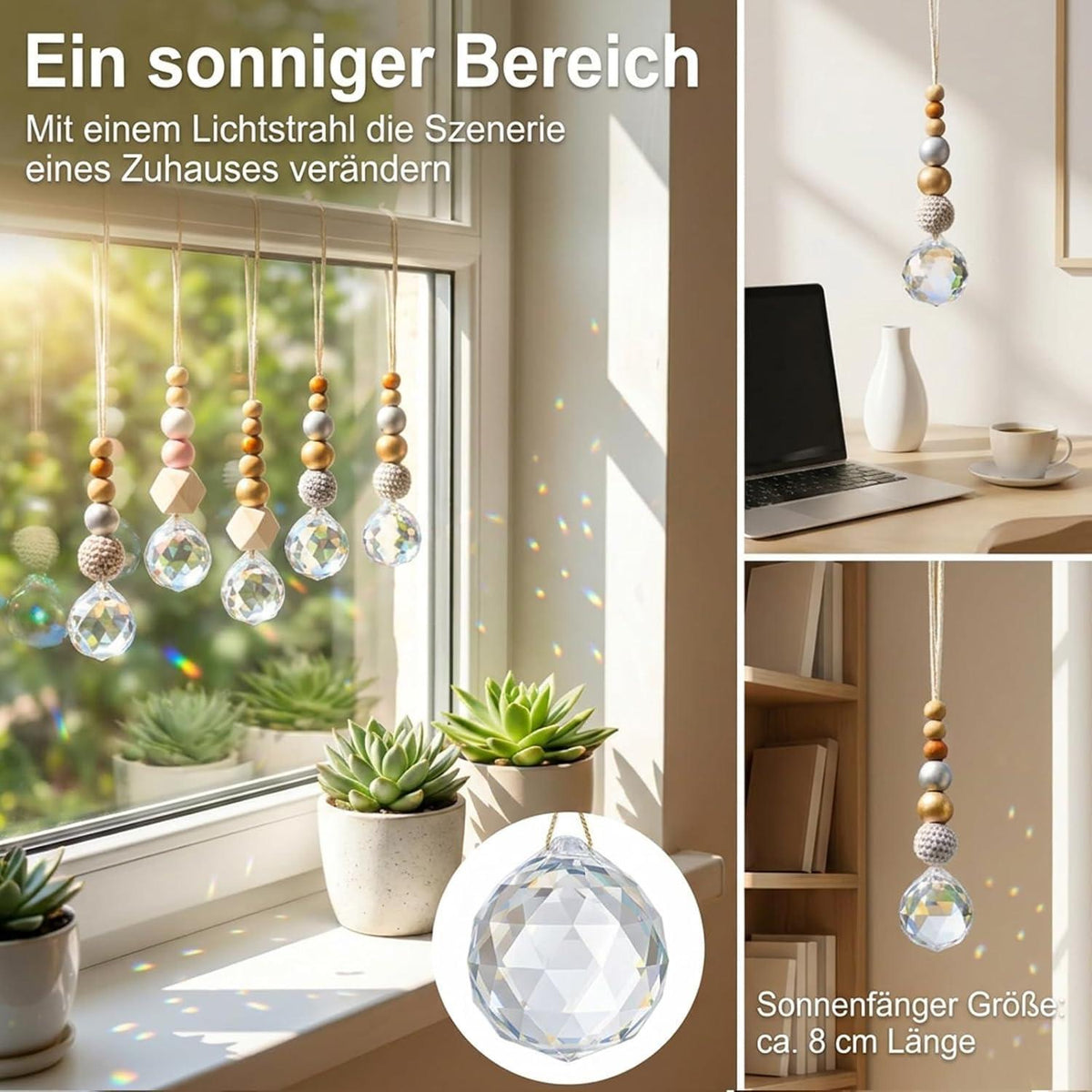 6x Sonnenfänger Bastelset – Kristall Lichtfänger für Fenster & Garten