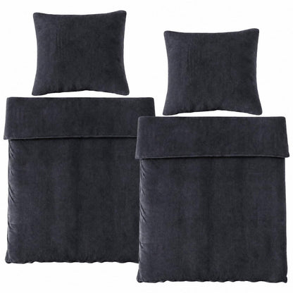Winter Flanell Bettwäsche Set 135x200cm - Schwarz Fleece