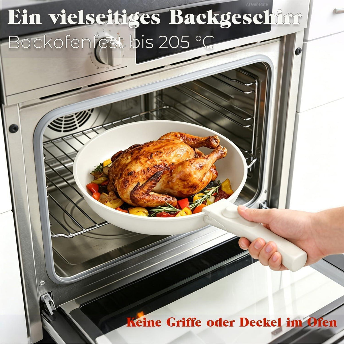 18-teiliges Granit Kochgeschirr Set mit abnehmbaren Griffen