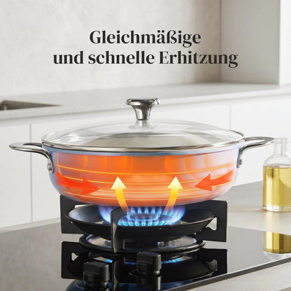 Schmorpfanne 28cm mit Deckel – Antihaft Keramik, Blau