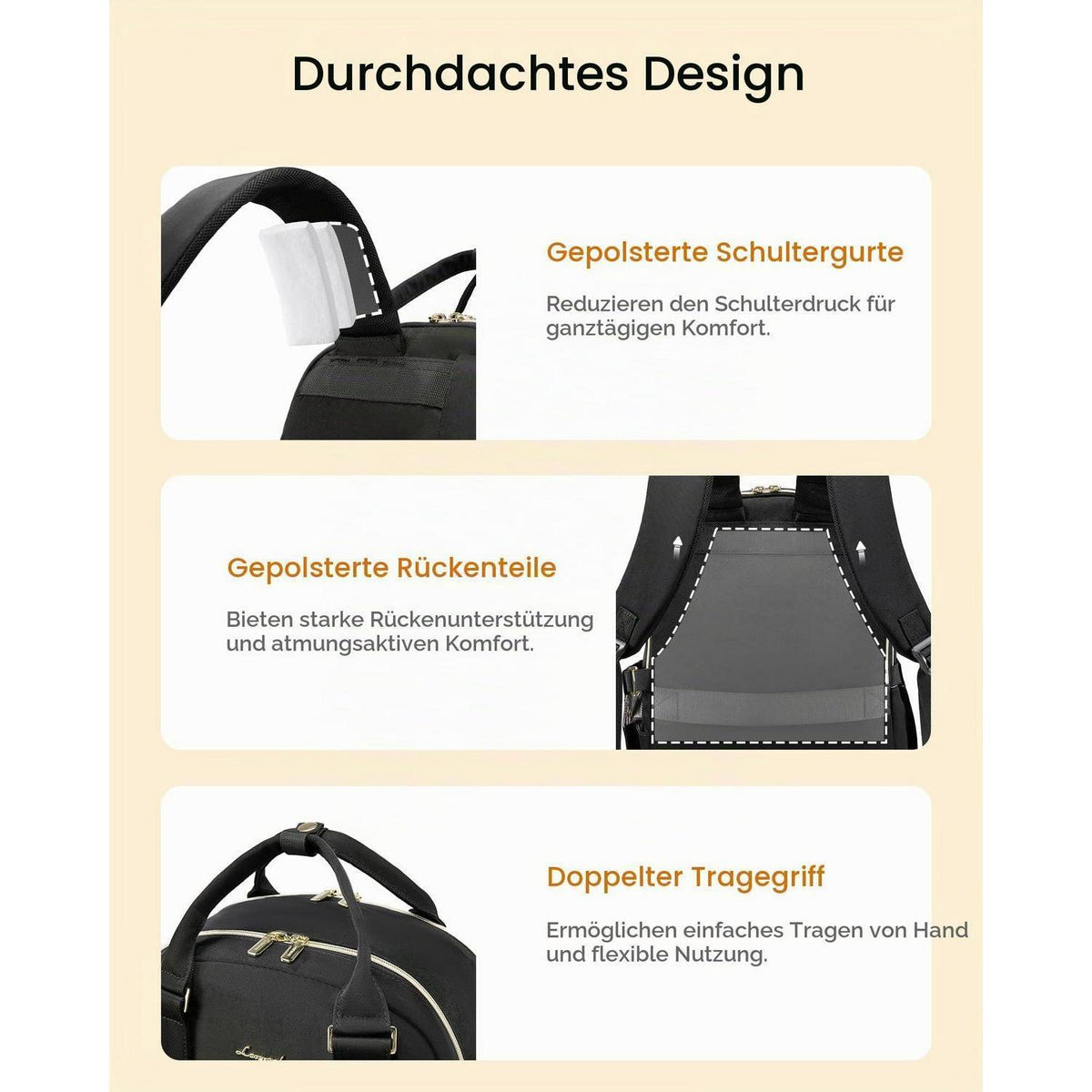 Laptop Rucksack Damen Wasserdicht 15,6 Zoll – Schultasche & Reisebegleiter