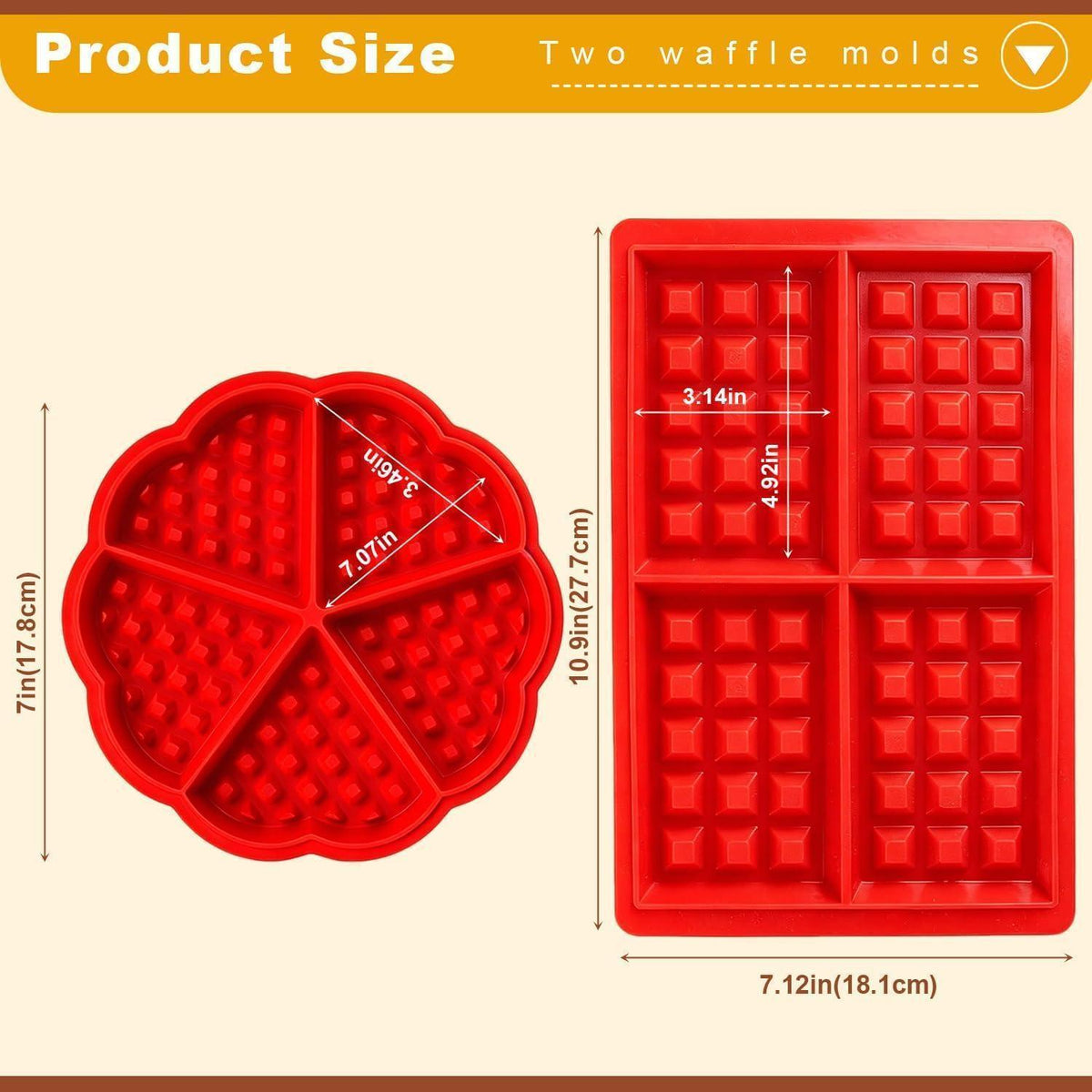 Silikon Waffelform Set Herz & Rechteckig für Airfryer & Backofen