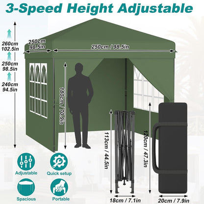 Pop Up Pavillon 2.5x2.5m – Schnellaufbau, Wasserdicht & UV-Schutz