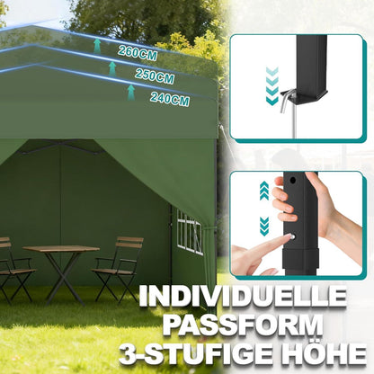 Pop Up Pavillon 2.5x2.5m – Schnellaufbau, Wasserdicht & UV-Schutz