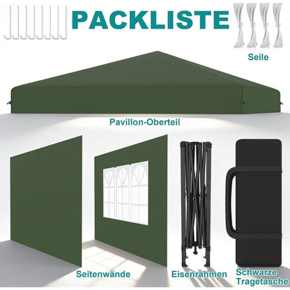 Pop Up Pavillon 2.5x2.5m – Schnellaufbau, Wasserdicht & UV-Schutz