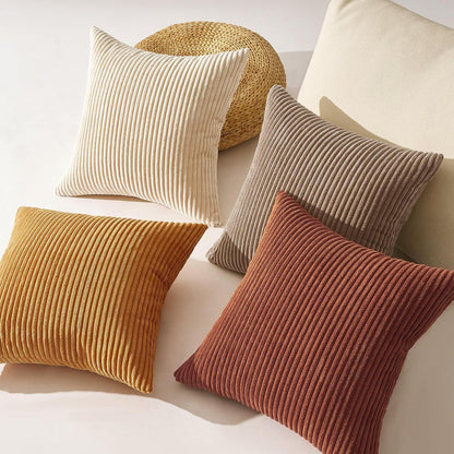 Herbst Kissenbezüge 60x60 Cord 4er Set Gelbbraun