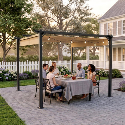 LEADZM Pergola 3x3m – Freistehender Pavillon mit Schiebedach