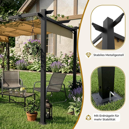 LEADZM Pergola 3x3m – Freistehender Pavillon mit Schiebedach