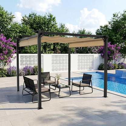 LEADZM Pergola 3x3m – Freistehender Pavillon mit Schiebedach