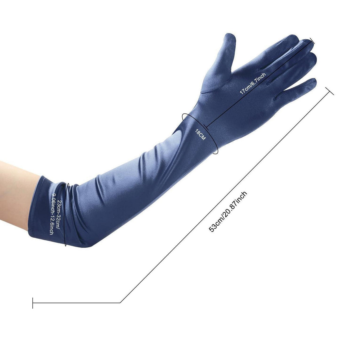 Elegante Satin Handschuhe lang marineblau