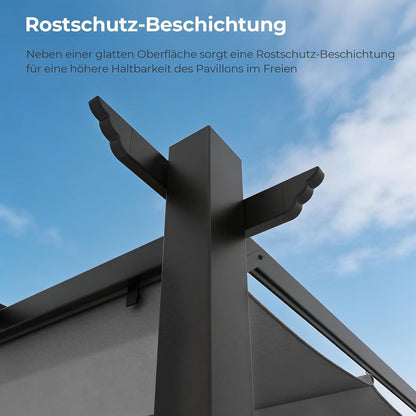 LEADZM Pergola 3x3m – Freistehender Pavillon mit Schiebedach