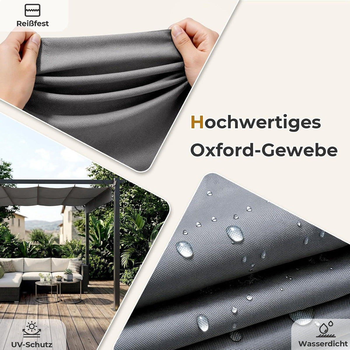 LEADZM Pergola 3x3m – Freistehender Pavillon mit Schiebedach