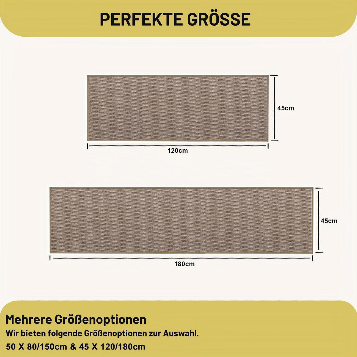 Waschbarer Küchenteppich rutschfest 45x180cm – Braun Küchenläufer