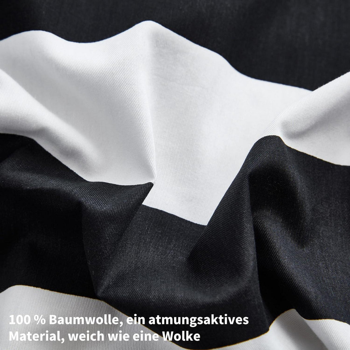 Bettwäsche Set 200x200 Baumwolle Schwarz Weiß Gestreift