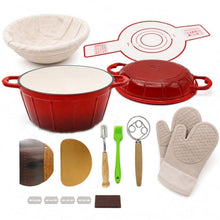 Emaille Gusseisen Dutch Oven Set mit Sauerteig Backwerkzeugen
