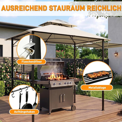 Grillpavillon mit Seitenmarkise & Doppeldach – Wetterfest & Komfortabel