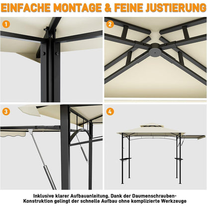 Grillpavillon mit Seitenmarkise & Doppeldach – Wetterfest & Komfortabel